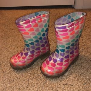 Toddler Girls Rainbow Heart Light Up Rain Boots 7c